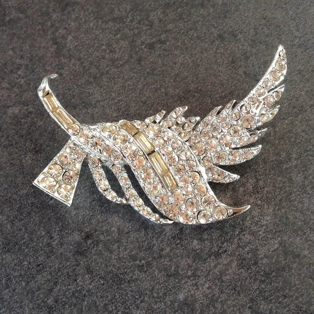 Vintage Art Deco Rhinestone Brooch - Picture 2 of 3